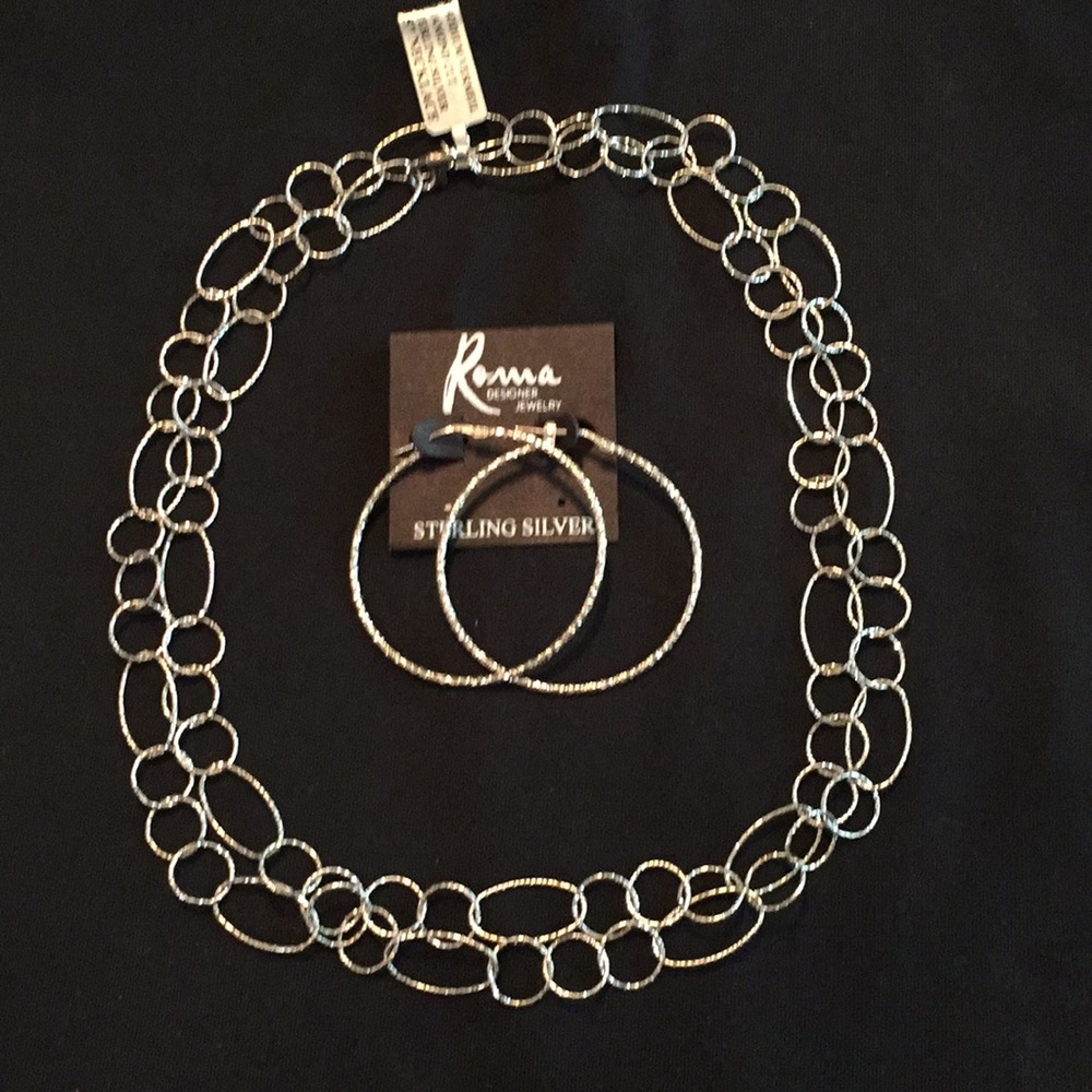 New rhodium plated sterling silver hoop earrings